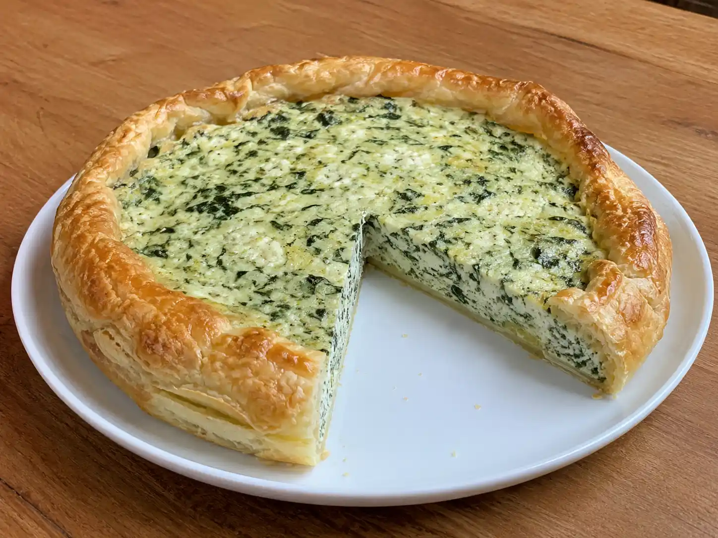 Idee torta salata ricotta e spinaci con sfoglia dorata e ripieno morbido tagliata a fette