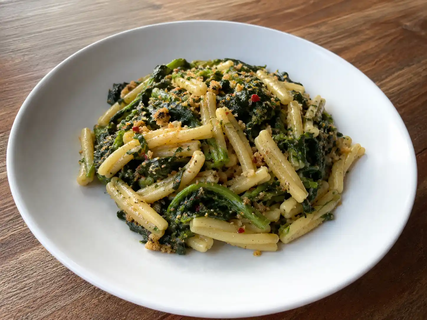 Pasta con friarielli alla napoletana con casarecce, verdura ripassata e pangrattato tostato